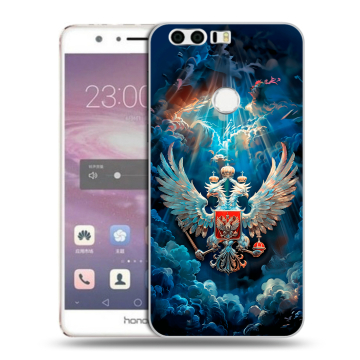 Силиконовый противоударный чехол на Huawei Honor 8 с принтом Герб флаг России