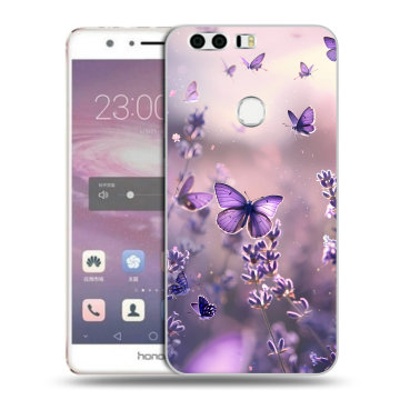 Силиконовый противоударный чехол на Huawei Honor 8 с принтом бабочки и лаванда Силиконовый противоударный чехол на Huawei Honor 8 с принтом бабочки и лаванда