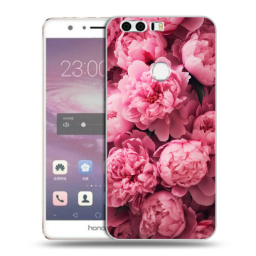 Силиконовый противоударный чехол на Huawei Honor 8 с принтом цветы пионы