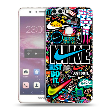 Силиконовый противоударный чехол на Huawei Honor 8 с принтом найк nike черный Силиконовый противоударный чехол на Huawei Honor 8 с принтом найк nike черный