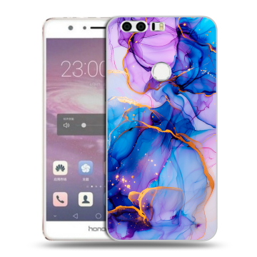 Силиконовый противоударный чехол на Huawei Honor 8 с принтом синий мрамор