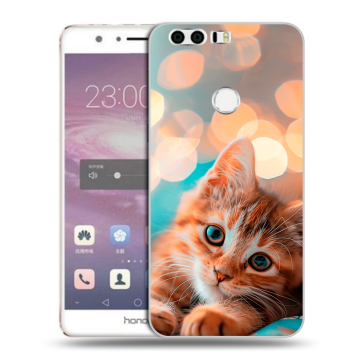 Силиконовый противоударный чехол на Huawei Honor 8 с принтом котик Силиконовый противоударный чехол на Huawei Honor 8 с принтом котик