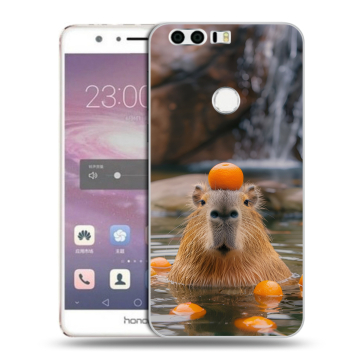 Силиконовый противоударный чехол на Huawei Honor 8 с принтом Капибара с апельсином Силиконовый противоударный чехол на Huawei Honor 8 с принтом Капибара с апельсином