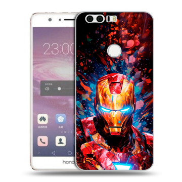 Силиконовый противоударный чехол на Huawei Honor 8 с принтом Железный человек Ironman