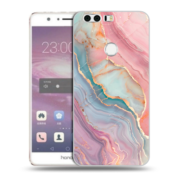 Силиконовый противоударный чехол на Huawei Honor 8 с принтом розовый мрамор