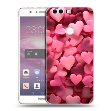 Силиконовый противоударный чехол на Huawei Honor 8 с принтом розовые сердечки