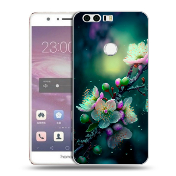 Силиконовый противоударный чехол на Huawei Honor 8 с принтом Цветы и мрамор