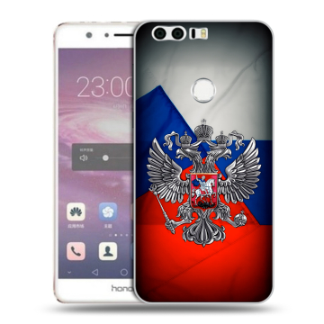 Силиконовый противоударный чехол на Huawei Honor 8 с принтом Флаг России Силиконовый противоударный чехол на Huawei Honor 8 с принтом Флаг России