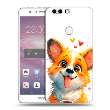 Силиконовый противоударный чехол на Huawei Honor 8 с принтом корги
