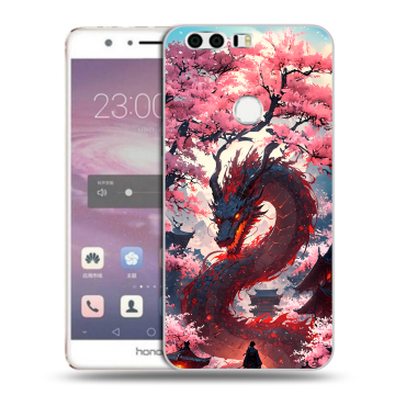 Силиконовый противоударный чехол на Huawei Honor 8 с принтом Дракон Японский