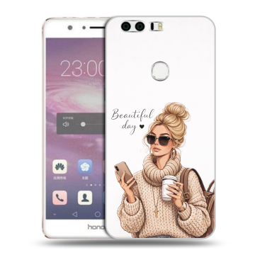 Силиконовый противоударный чехол на Huawei Honor 8 с принтом женский