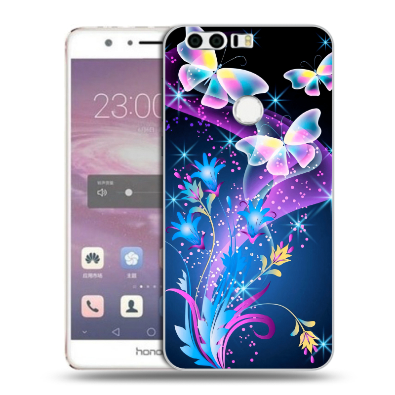 Силиконовый противоударный чехол на Huawei Honor 8 с принтом Бабочки Силиконовый противоударный чехол на Huawei Honor 8 с принтом Бабочки