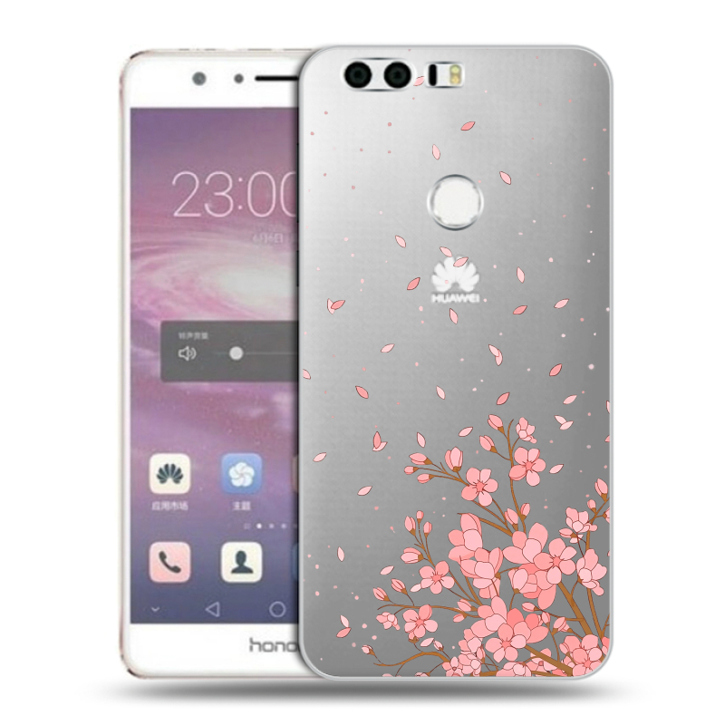 Силиконовый противоударный чехол на Huawei Honor 8 с принтом Ветка сакуры Силиконовый противоударный чехол на Huawei Honor 8 с принтом Ветка сакуры