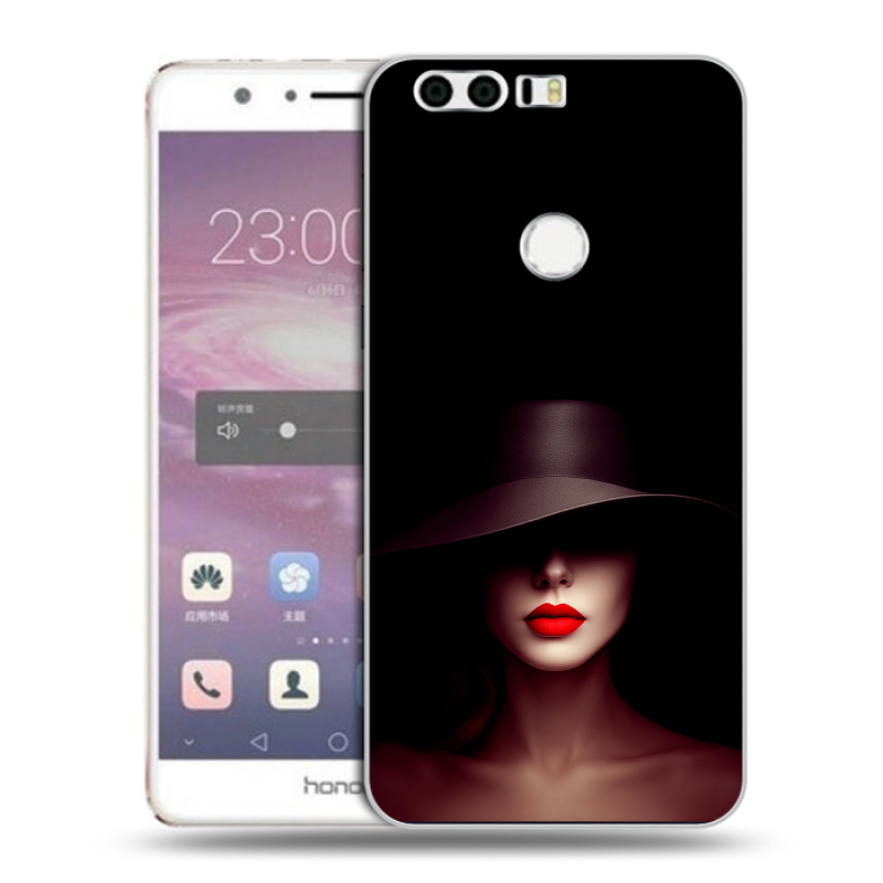 Силиконовый противоударный чехол на Huawei Honor 8 с принтом Девушка в шляпе Силиконовый противоударный чехол на Huawei Honor 8 с принтом Девушка в шляпе