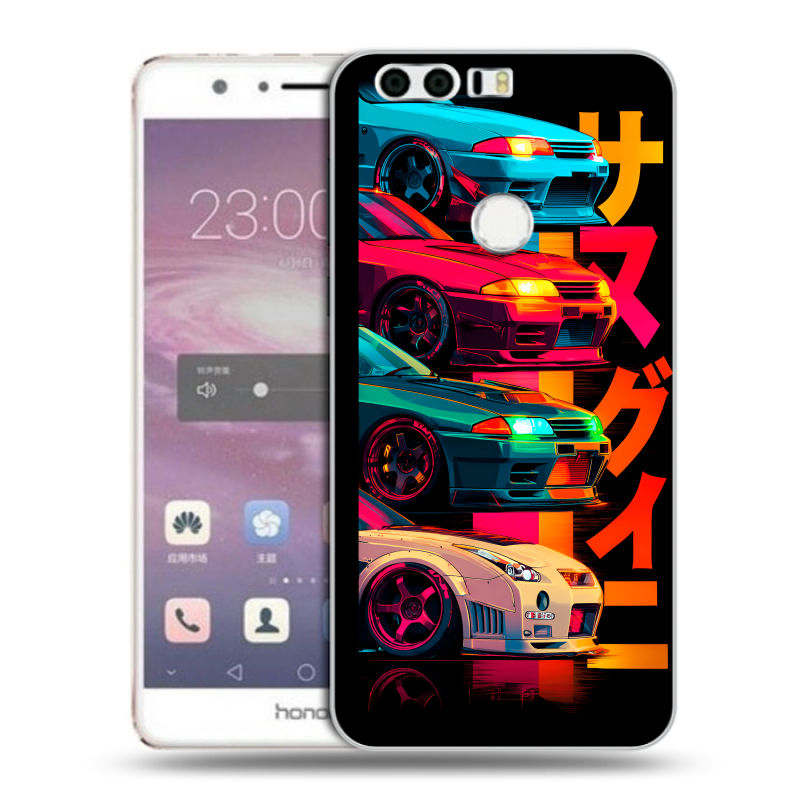 Силиконовый противоударный чехол на Huawei Honor 8 с принтом Гоночные машины Силиконовый противоударный чехол на Huawei Honor 8 с принтом Гоночные машины