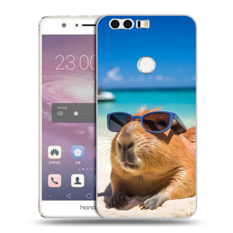 Силиконовый противоударный чехол на Huawei Honor 8 с принтом Капибара Силиконовый противоударный чехол на Huawei Honor 8 с принтом Капибара