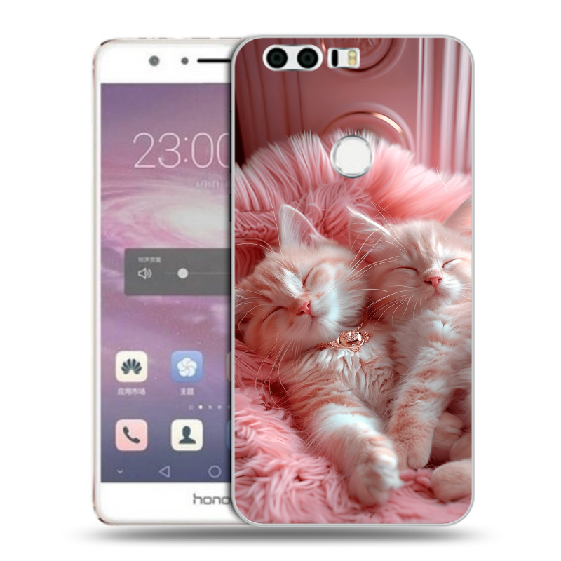 Силиконовый противоударный чехол на Huawei Honor 8 с принтом котята котики Силиконовый противоударный чехол на Huawei Honor 8 с принтом котята котики