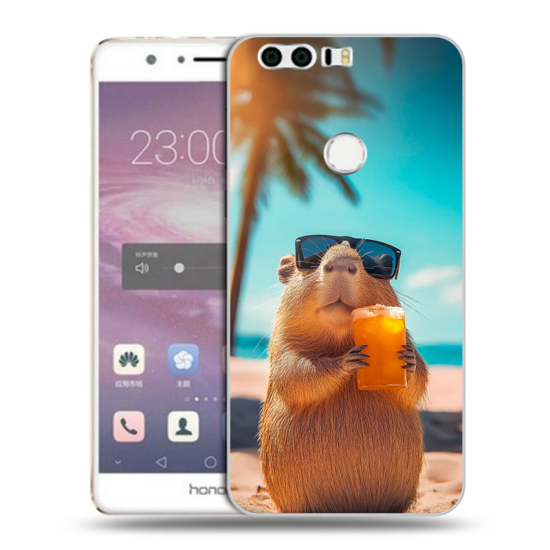 Силиконовый противоударный чехол на Huawei Honor 8 с принтом Капибара Силиконовый противоударный чехол на Huawei Honor 8 с принтом Капибара