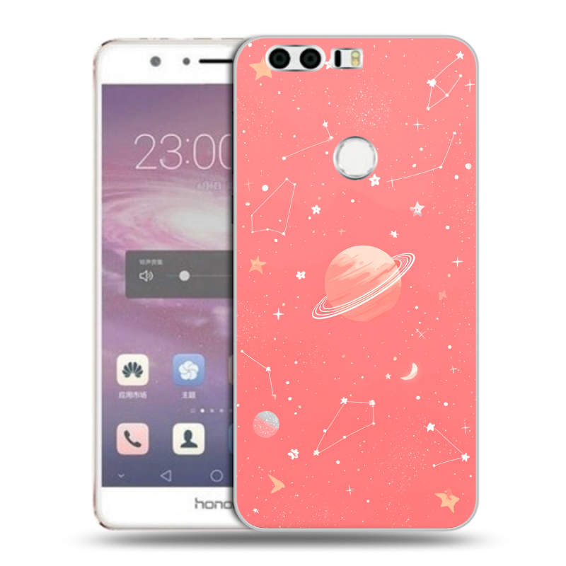 Силиконовый противоударный чехол на Huawei Honor 8 с принтом Розовый космос Силиконовый противоударный чехол на Huawei Honor 8 с принтом Розовый космос