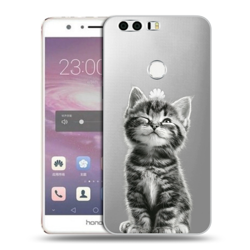 Силиконовый противоударный чехол на Huawei Honor 8 с принтом Котенок Силиконовый противоударный чехол на Huawei Honor 8 с принтом Котенок