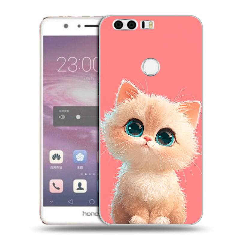 Силиконовый противоударный чехол на Huawei Honor 8 с принтом Розовый котенок Силиконовый противоударный чехол на Huawei Honor 8 с принтом Розовый котенок