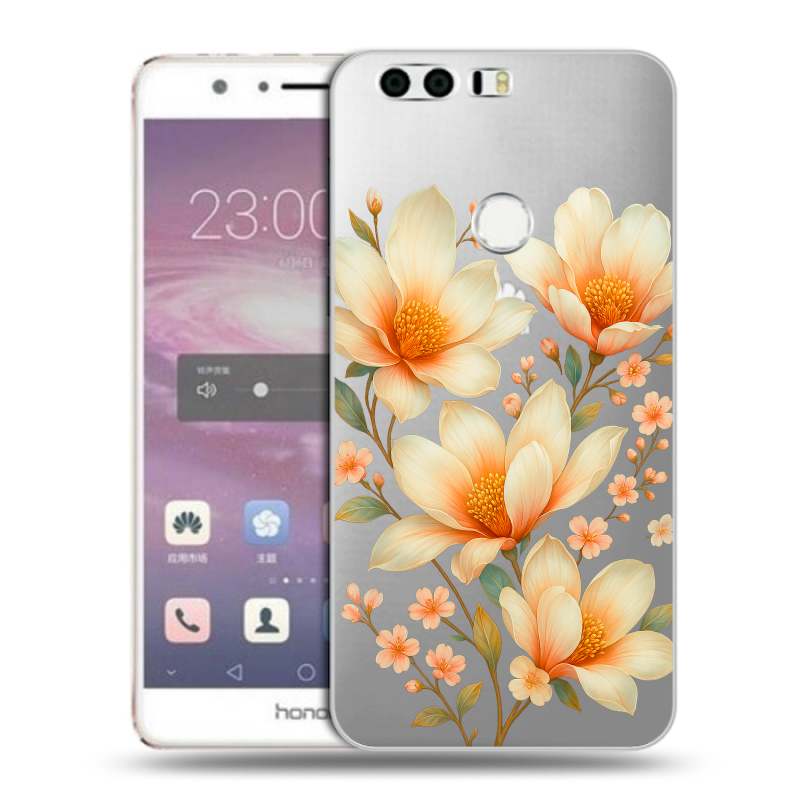 Силиконовый противоударный чехол на Huawei Honor 8 с принтом Цветы Силиконовый противоударный чехол на Huawei Honor 8 с принтом Цветы