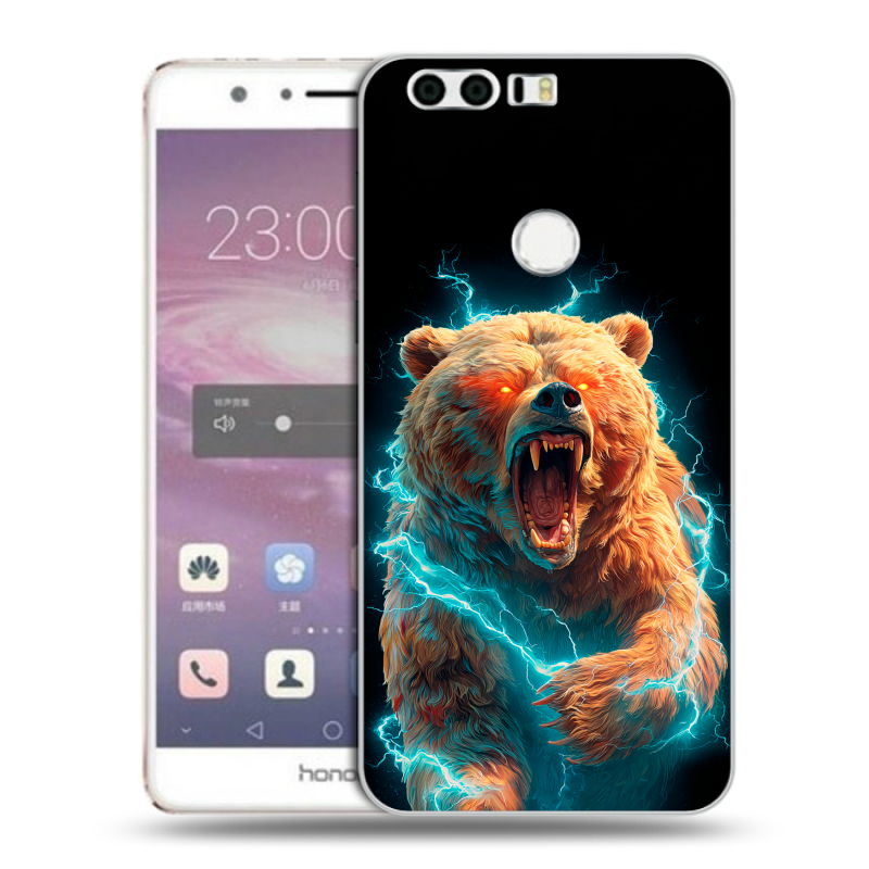 Силиконовый противоударный чехол на Huawei Honor 8 с принтом Медведь Силиконовый противоударный чехол на Huawei Honor 8 с принтом Медведь