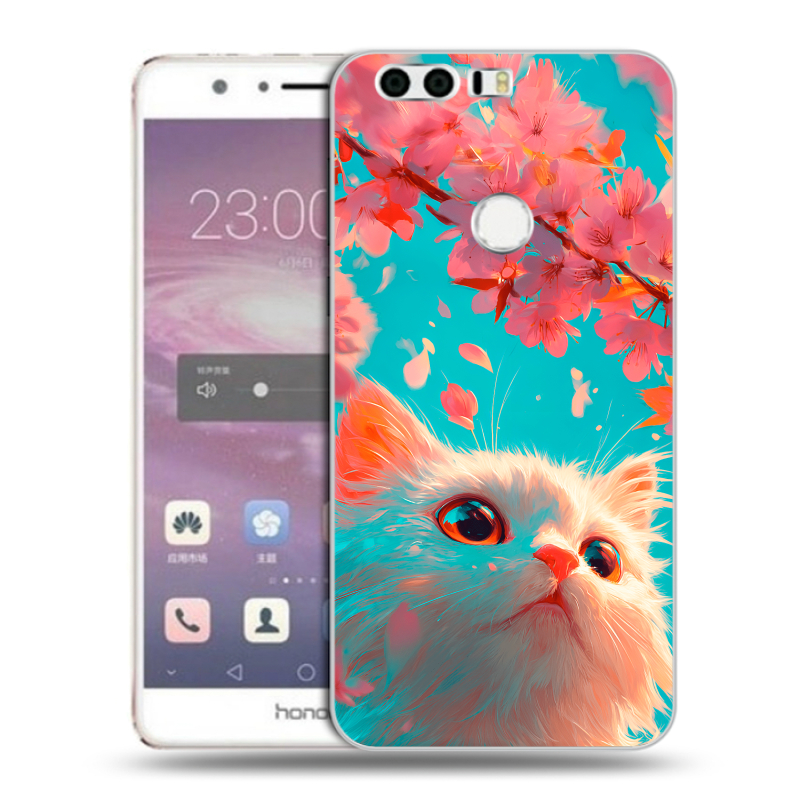 Силиконовый противоударный чехол на Huawei Honor 8 с принтом Красивый кот Силиконовый противоударный чехол на Huawei Honor 8 с принтом Красивый кот