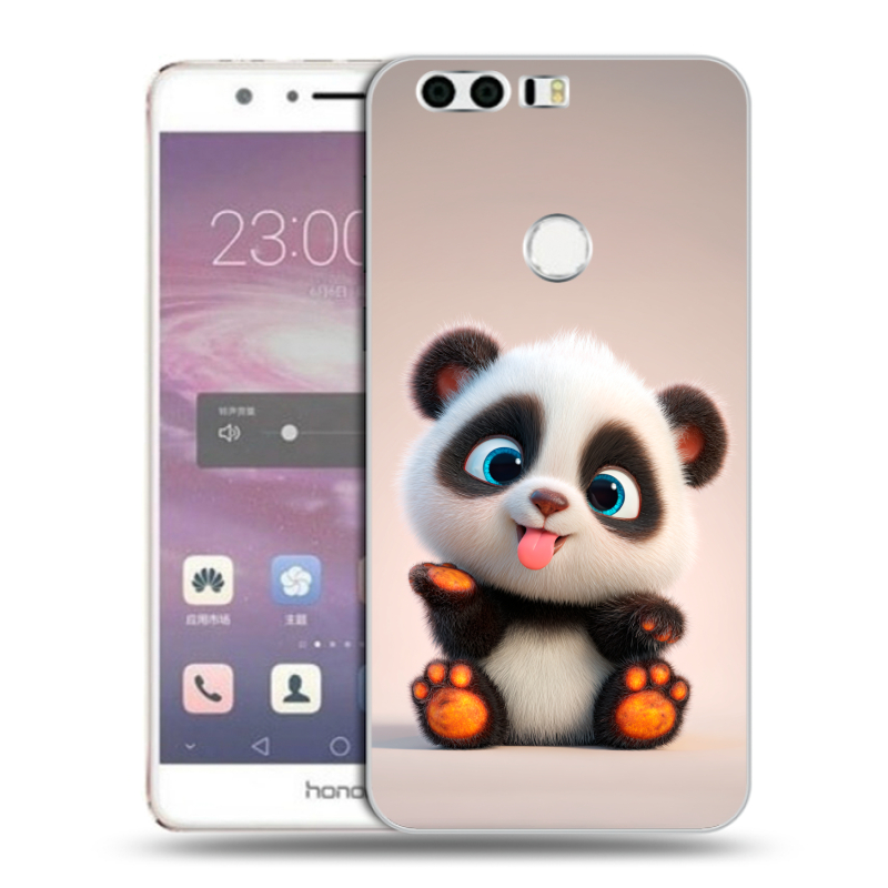 Силиконовый противоударный чехол на Huawei Honor 8 с принтом милая панда Силиконовый противоударный чехол на Huawei Honor 8 с принтом милая панда
