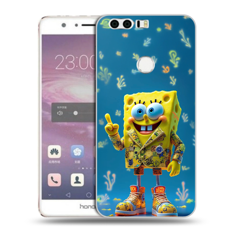 Силиконовый противоударный чехол на Huawei Honor 8 с принтом Спанч боб Спанчбоб Силиконовый противоударный чехол на Huawei Honor 8 с принтом Спанч боб Спанчбоб