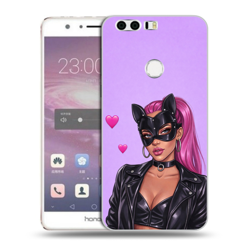 Силиконовый противоударный чехол на Huawei Honor 8 с принтом женский Силиконовый противоударный чехол на Huawei Honor 8 с принтом женский