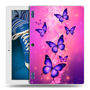 Силиконовый чехол на Lenovo Tab 2 A10-30 с принтом Бабочки Силиконовый чехол на Lenovo Tab 2 A10-30 с принтом Бабочки