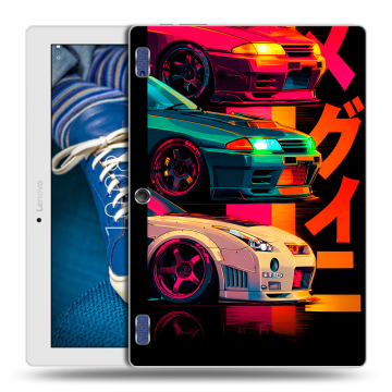 Силиконовый чехол на Lenovo Tab 2 A10-30 с принтом Гоночные машины Силиконовый чехол на Lenovo Tab 2 A10-30 с принтом Гоночные машины