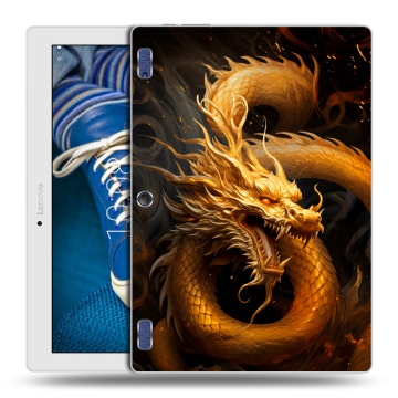 Силиконовый чехол на Lenovo Tab 2 A10-30 с принтом Золотой дракон Силиконовый чехол на Lenovo Tab 2 A10-30 с принтом Золотой дракон