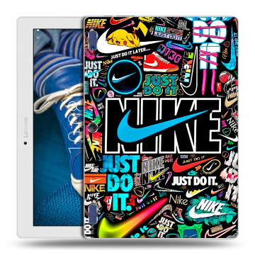 Силиконовый чехол на Lenovo Tab 2 A10-30 с принтом найк nike черный Силиконовый чехол на Lenovo Tab 2 A10-30 с принтом найк nike черный