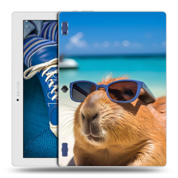 Силиконовый чехол на Lenovo Tab 2 A10-30 с принтом Капибара Силиконовый чехол на Lenovo Tab 2 A10-30 с принтом Капибара
