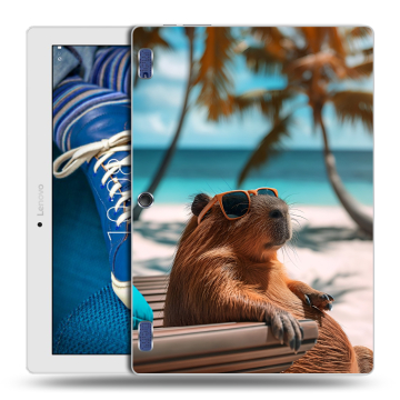 Силиконовый чехол на Lenovo Tab 2 A10-30 с принтом Капибара Силиконовый чехол на Lenovo Tab 2 A10-30 с принтом Капибара