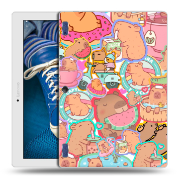 Силиконовый чехол на Lenovo Tab 2 A10-30 с принтом капибары Силиконовый чехол на Lenovo Tab 2 A10-30 с принтом капибары