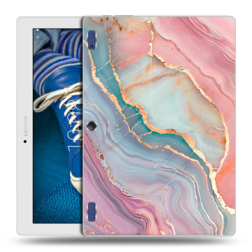 Силиконовый чехол на Lenovo Tab 2 A10-30 с принтом розовый мрамор Силиконовый чехол на Lenovo Tab 2 A10-30 с принтом розовый мрамор