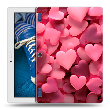 Силиконовый чехол на Lenovo Tab 2 A10-30 с принтом розовые сердечки Силиконовый чехол на Lenovo Tab 2 A10-30 с принтом розовые сердечки