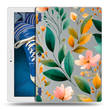Силиконовый чехол на Lenovo Tab 2 A10-30 с принтом Цветы паттерн