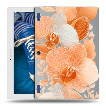 Силиконовый чехол на Lenovo Tab 2 A10-30 с принтом Бежевые цветы