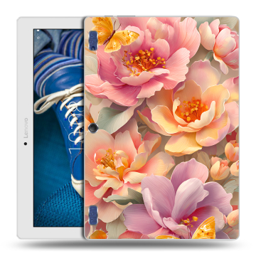 Силиконовый чехол на Lenovo Tab 2 A10-30 с принтом Цветы и бабочки