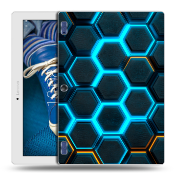 Силиконовый чехол на Lenovo Tab 2 A10-30 с принтом Неоновые соты