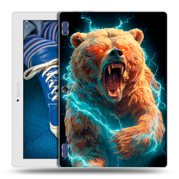 Силиконовый чехол на Lenovo Tab 2 A10-30 с принтом Медведь