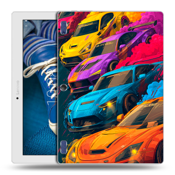 Силиконовый чехол на Lenovo Tab 2 A10-30 с принтом Тачки