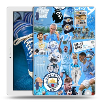 Силиконовый чехол на Lenovo Tab 2 A10-30 с принтом Man City Манчестер Сити