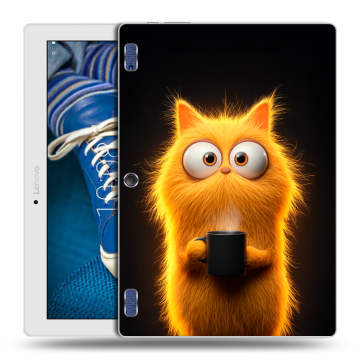 Силиконовый чехол на Lenovo Tab 2 A10-30 с принтом Смешной кот Силиконовый чехол на Lenovo Tab 2 A10-30 с принтом Смешной кот