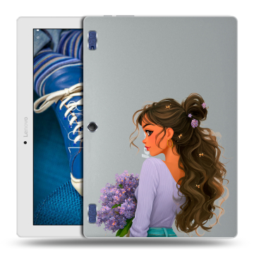 Силиконовый чехол на Lenovo Tab 2 A10-30 с принтом девушка цветы