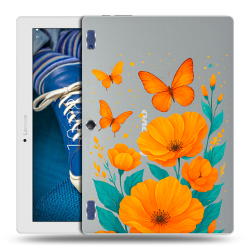 Силиконовый чехол на Lenovo Tab 2 A10-30 с принтом цветы бабочки